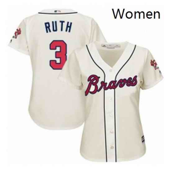 Womens Majestic Atlanta Braves 3 Babe Ruth Authentic Cream Alternate 2 Cool Base MLB Jersey
